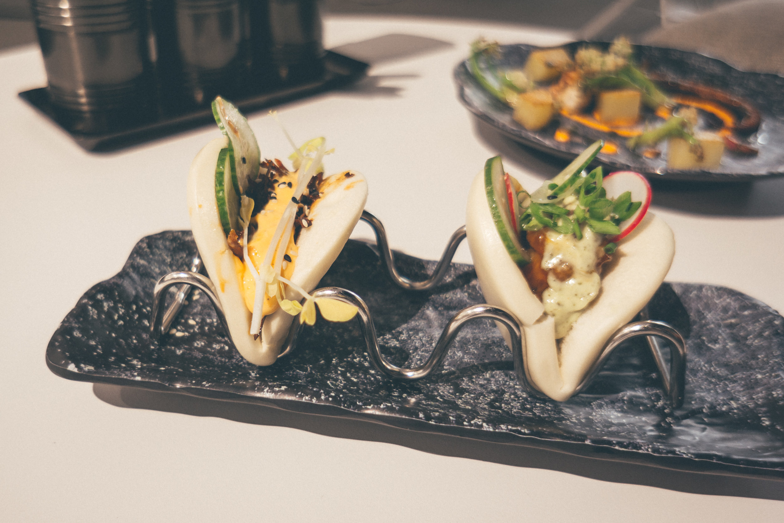  Duck Confit &amp; Firecracker Shrimp Bao Buns 