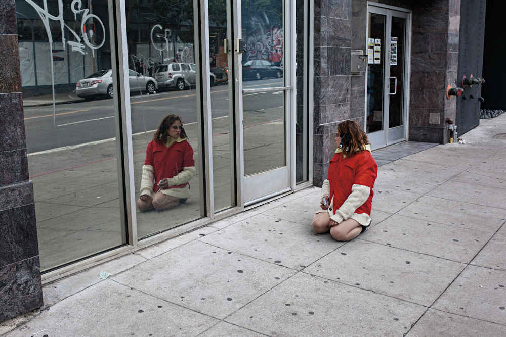 Woman on sidewalk