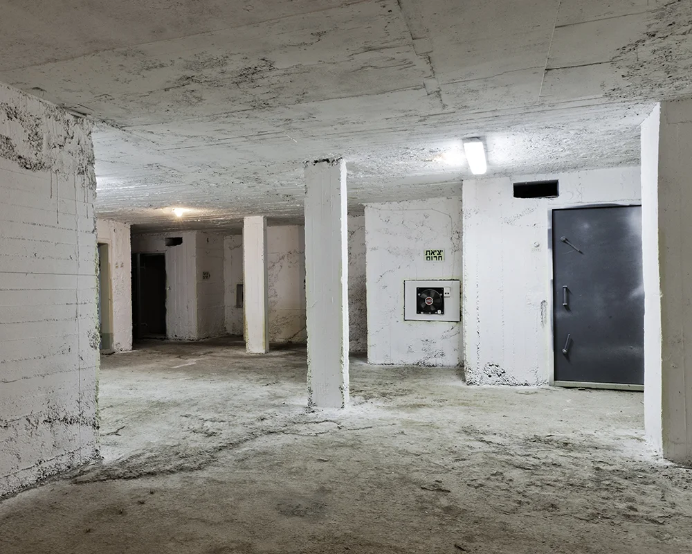 Public bomb shelter beneath apartment complex, Jerusalem.