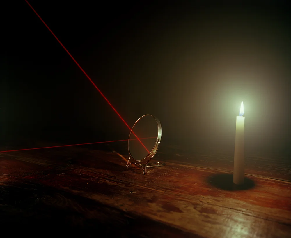 Candle, Mirror and Laser