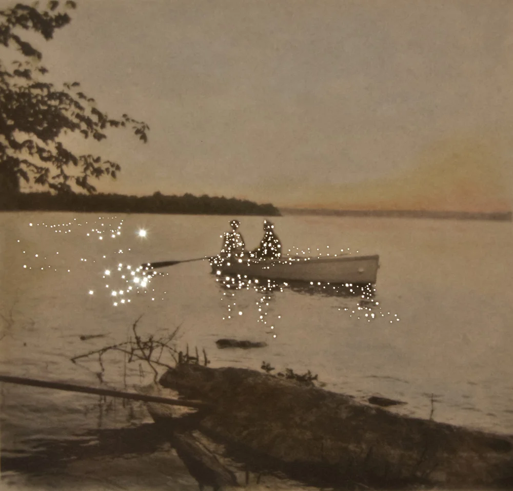 On the lake at sunset
