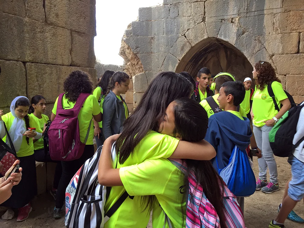 Druze Children (Arab minority loyal to Israel) Embrace, Nimrod Fortress, Golan Heights