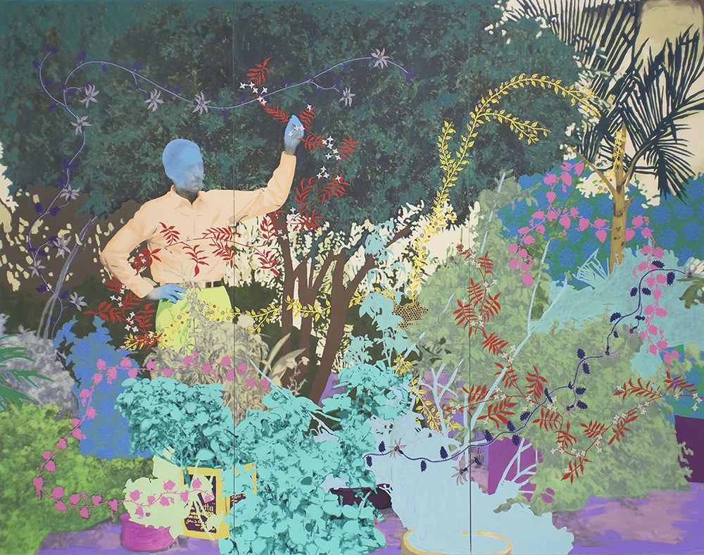 Title: Untitled (The Gardener) Size: 80”x102” Medium: Oil on archival print mounted to panel Date: 2017