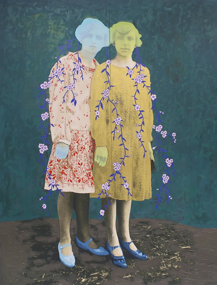 Title: Untitled (Two Women) Size: 80”x60” Medium: Oil on archival print mounted to panel Date: 2017