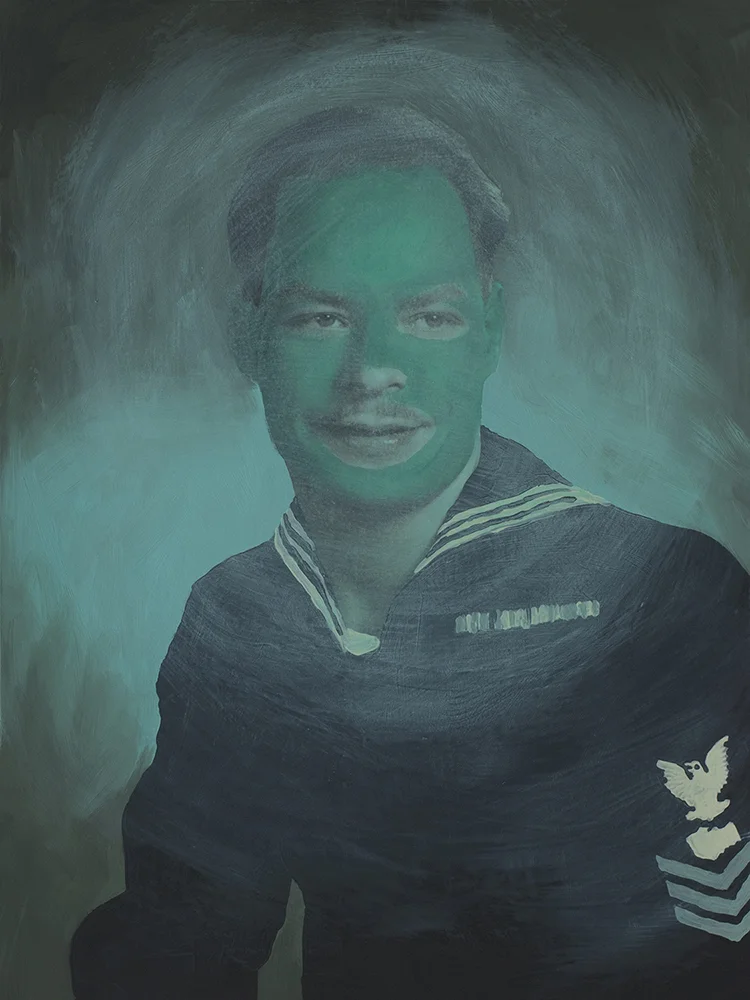 Title: Untitled (Vertigo) Size: 24”x18” Medium: Oil on archival print mounted to panel Date: 2014