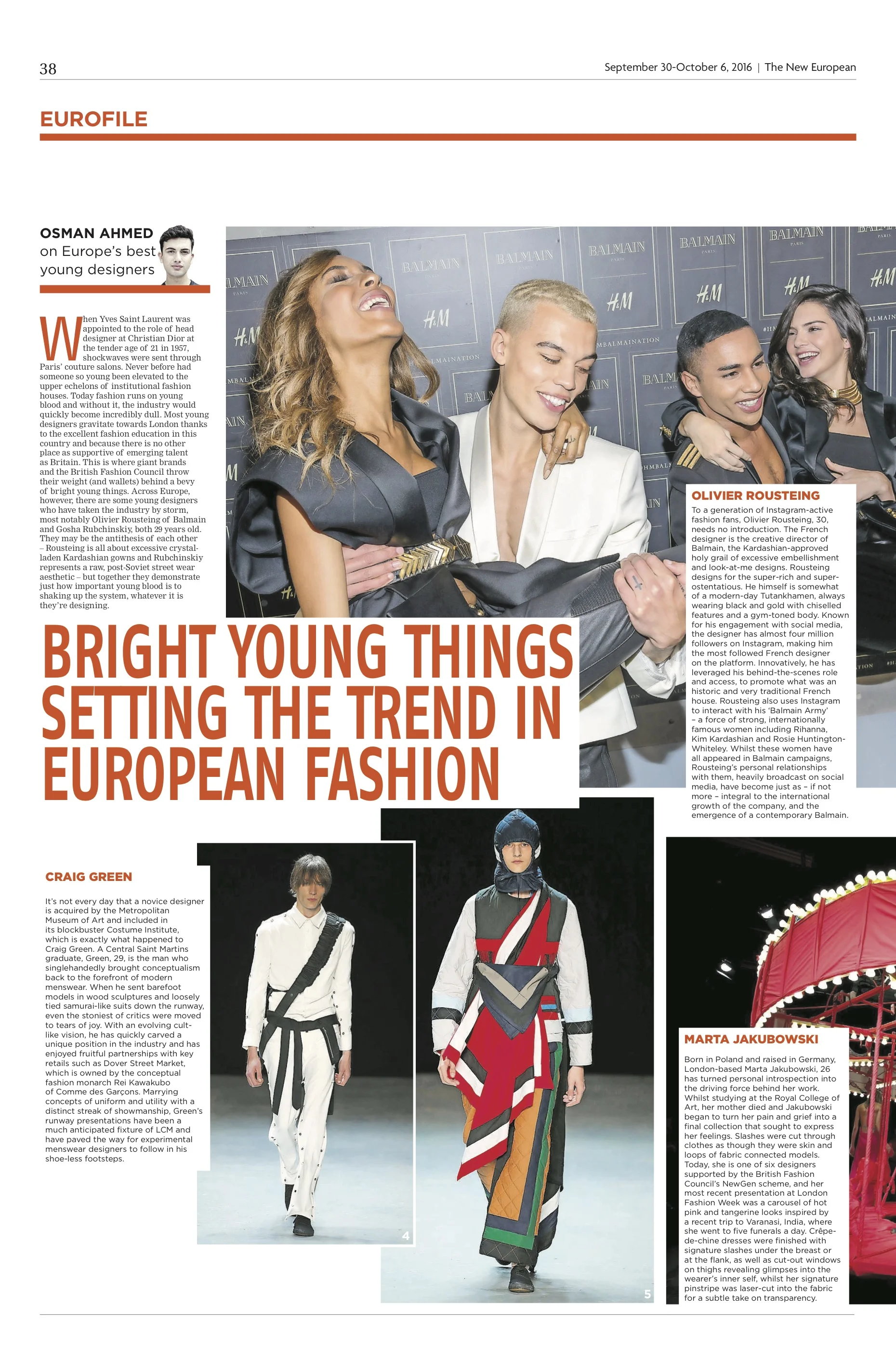 EUROPE'S BRIGHT YOUNG DESIGNERS UNDER 30