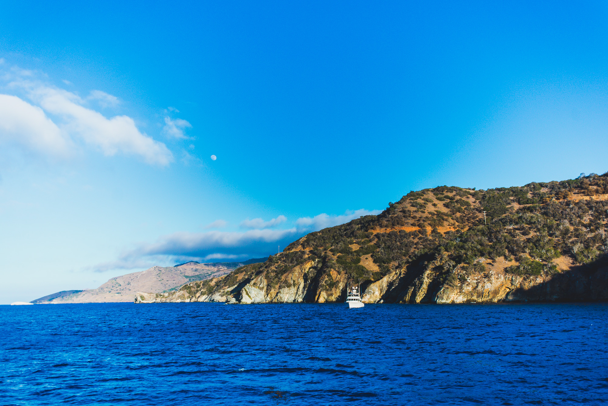 The view from our boat at Sea Fan Grotto.
