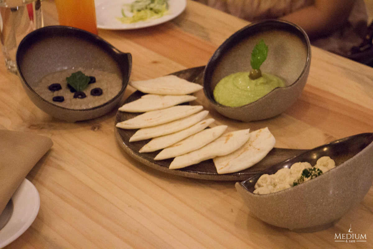 Selection of Hummus (clockwise) - Turki, Harra & Traditional.