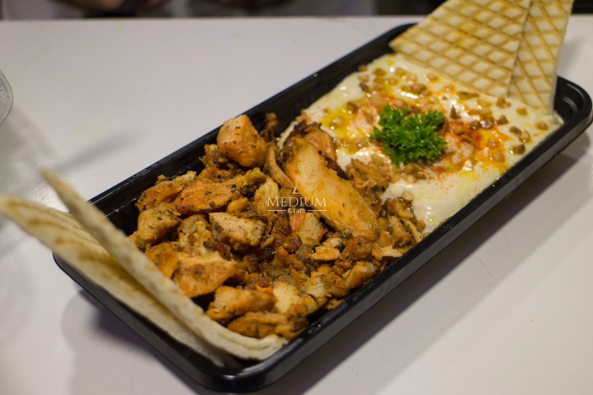 Chicken & Hummus with grilled pita.