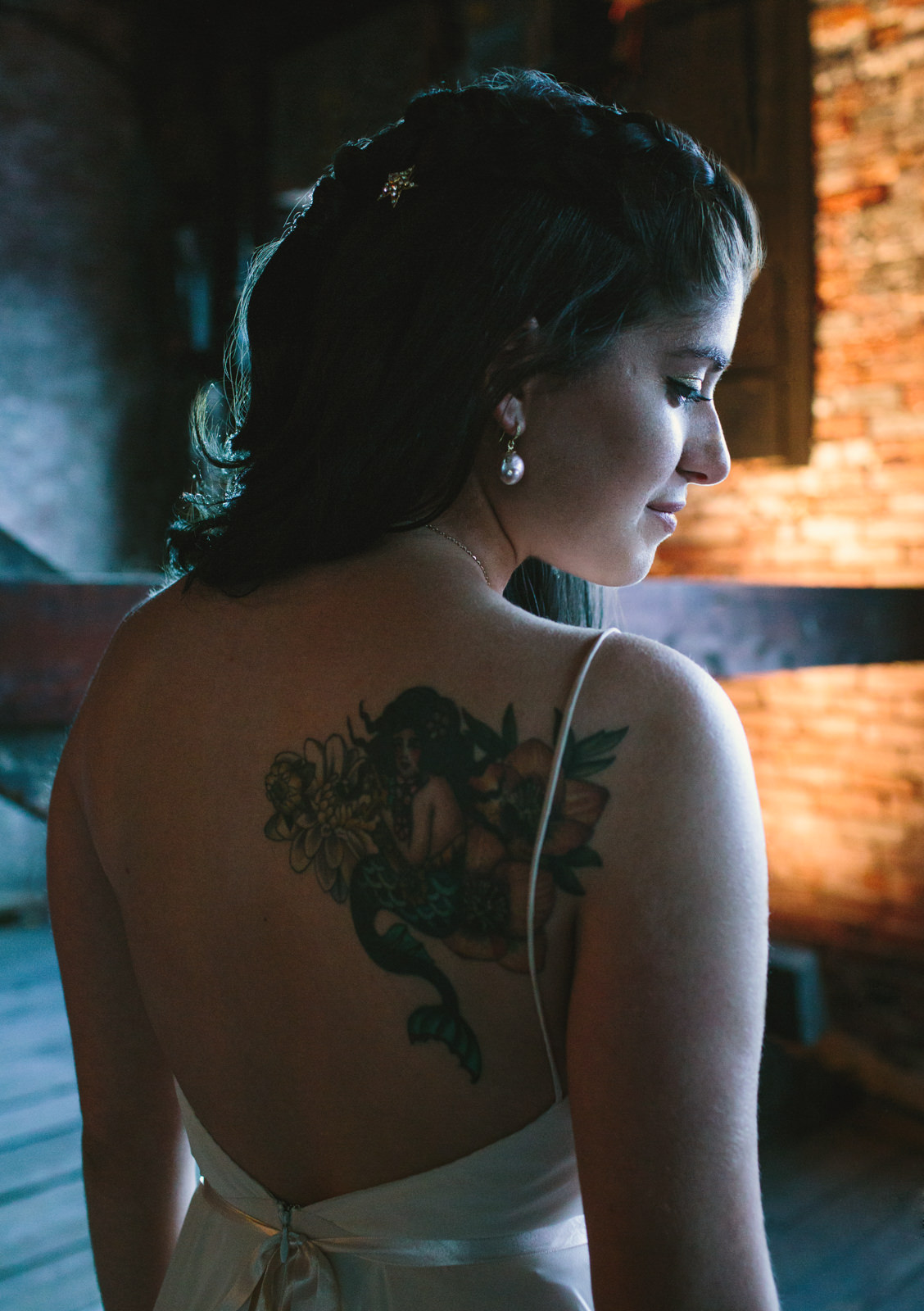  beautiful tattoed bride in portland, maine 