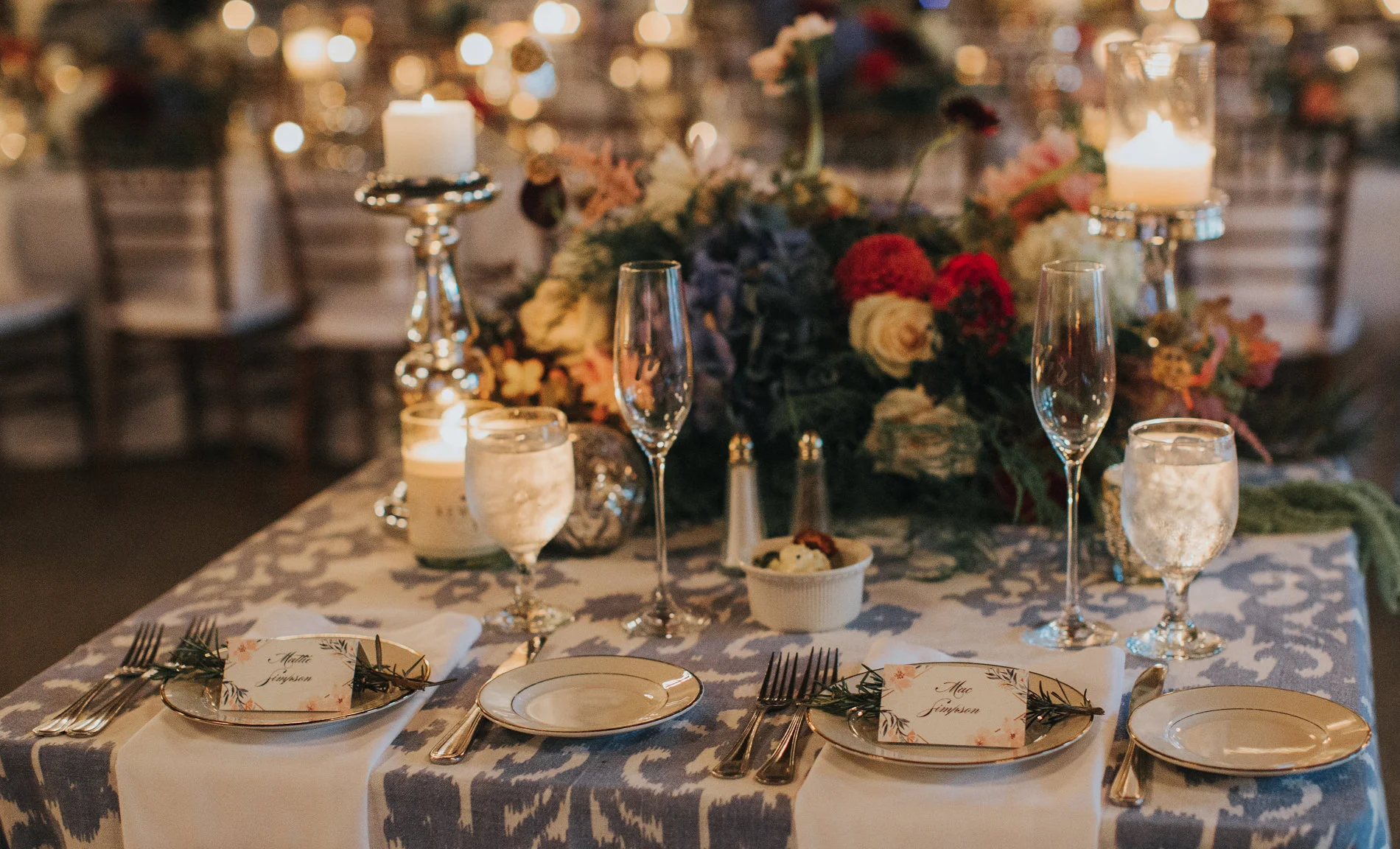 bride and groom table at the landing at pine point