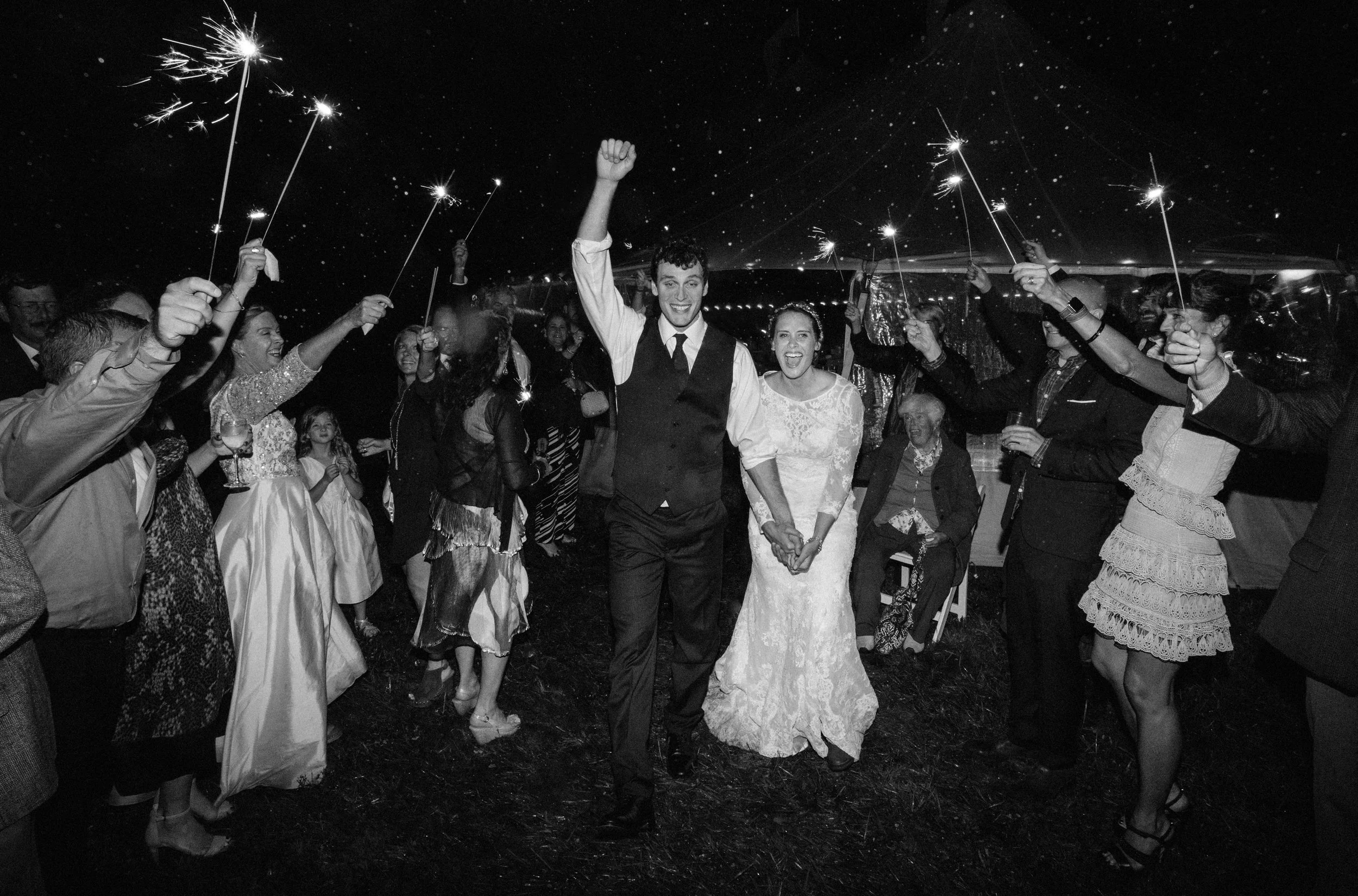 sparkler exit at martha's vineyard wedding