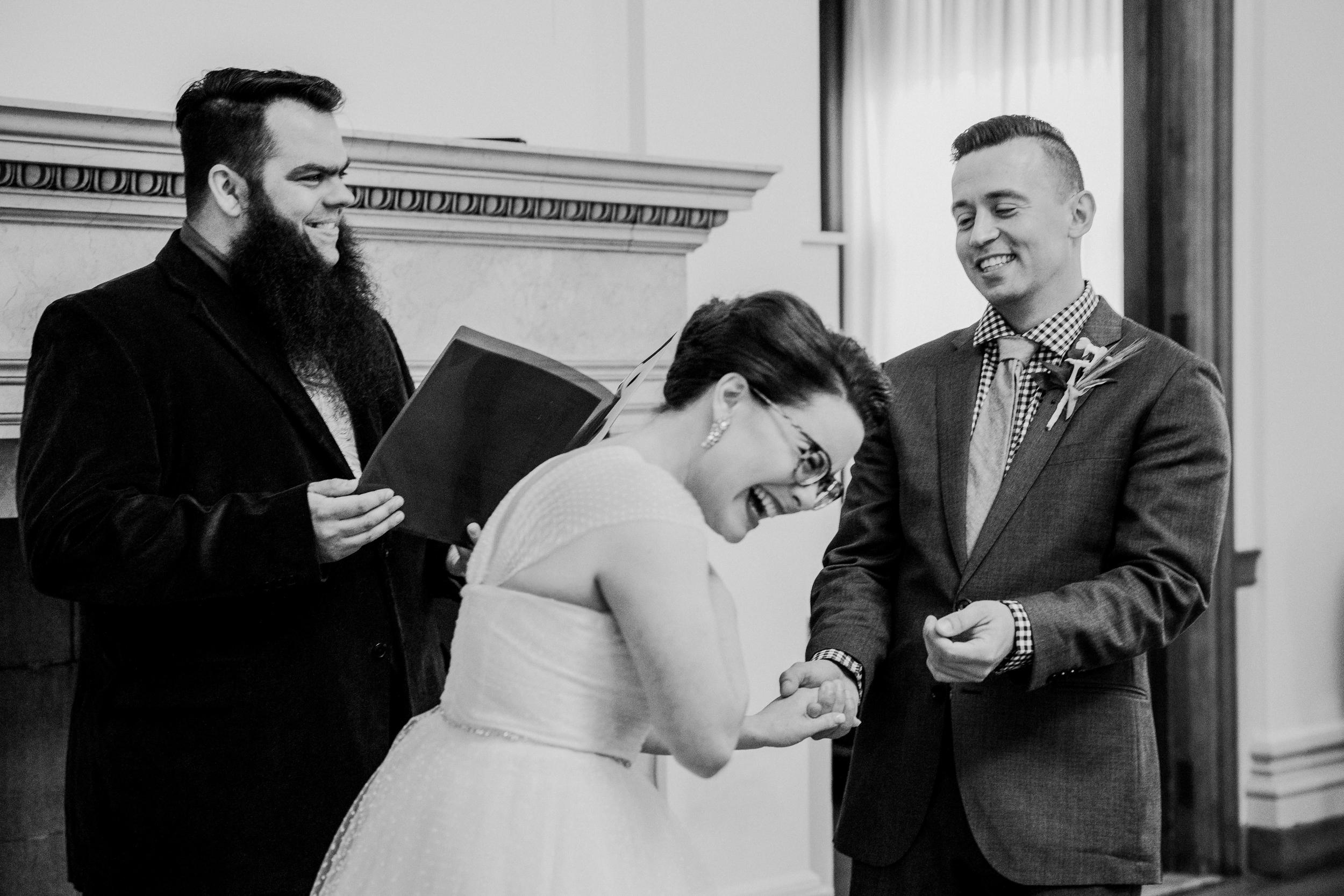  A bride and groom elope at City Hall in Portland 