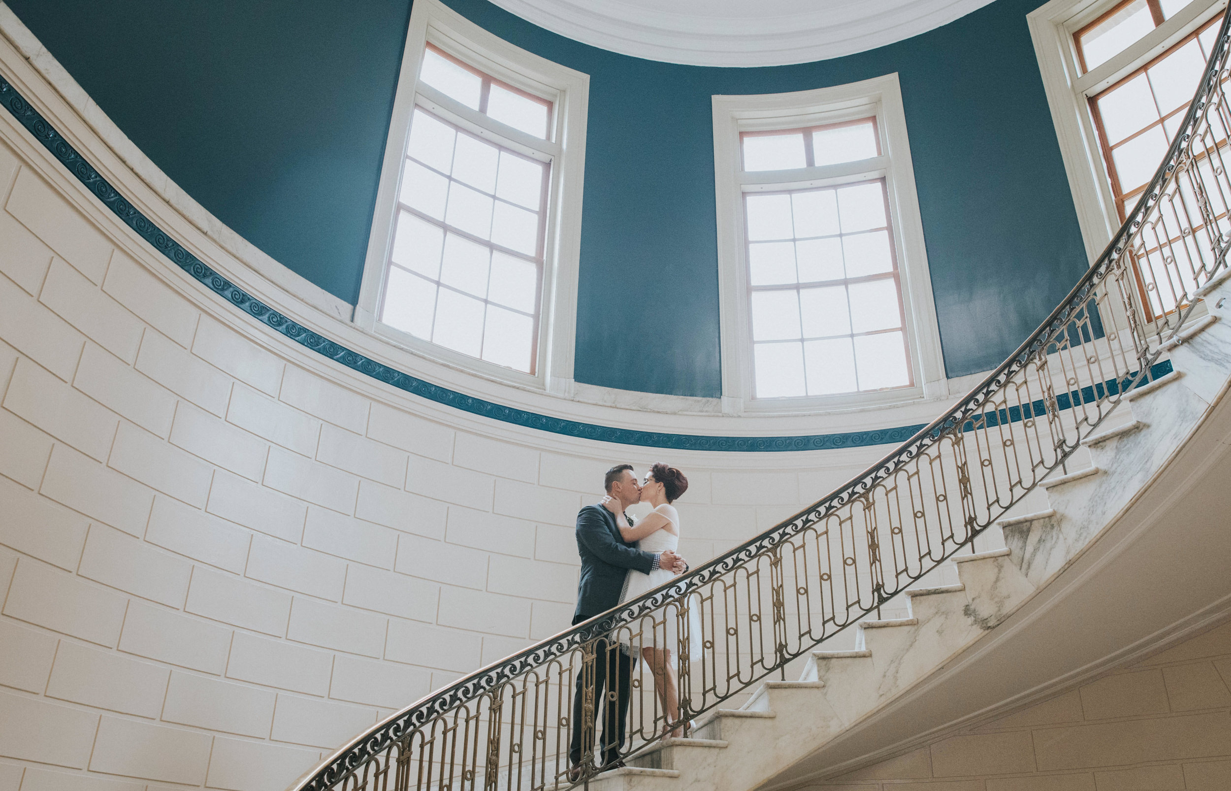  a couple in portland maine's city hall after getting married 