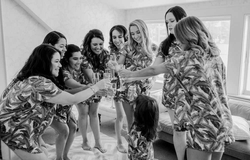 bridesmaids toast before wedding