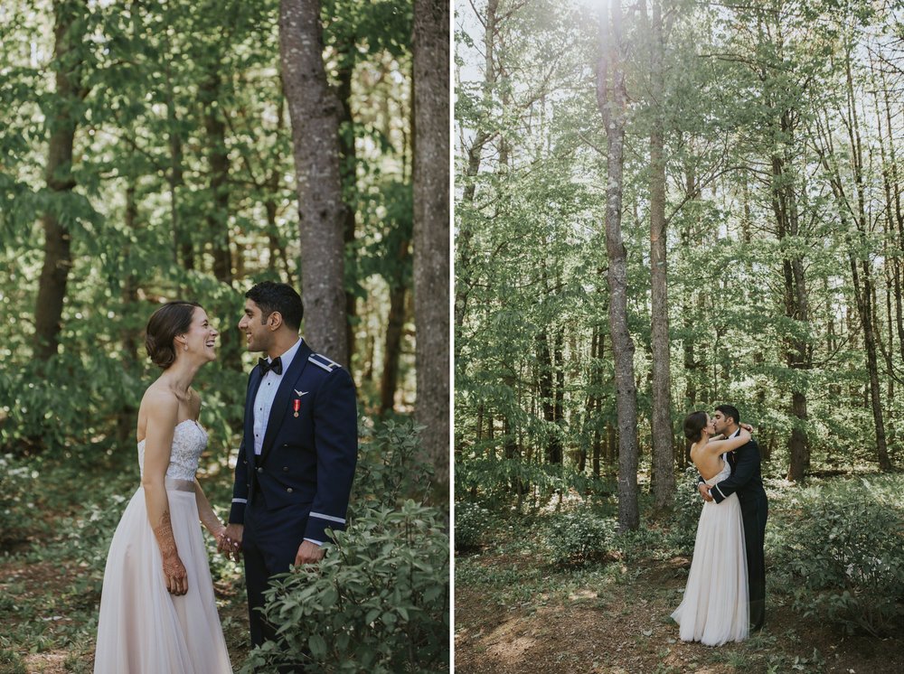  Bride and groom in the woods 
