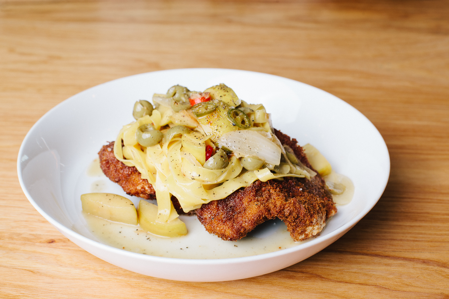   Breaded Pork Chops and Pasta  