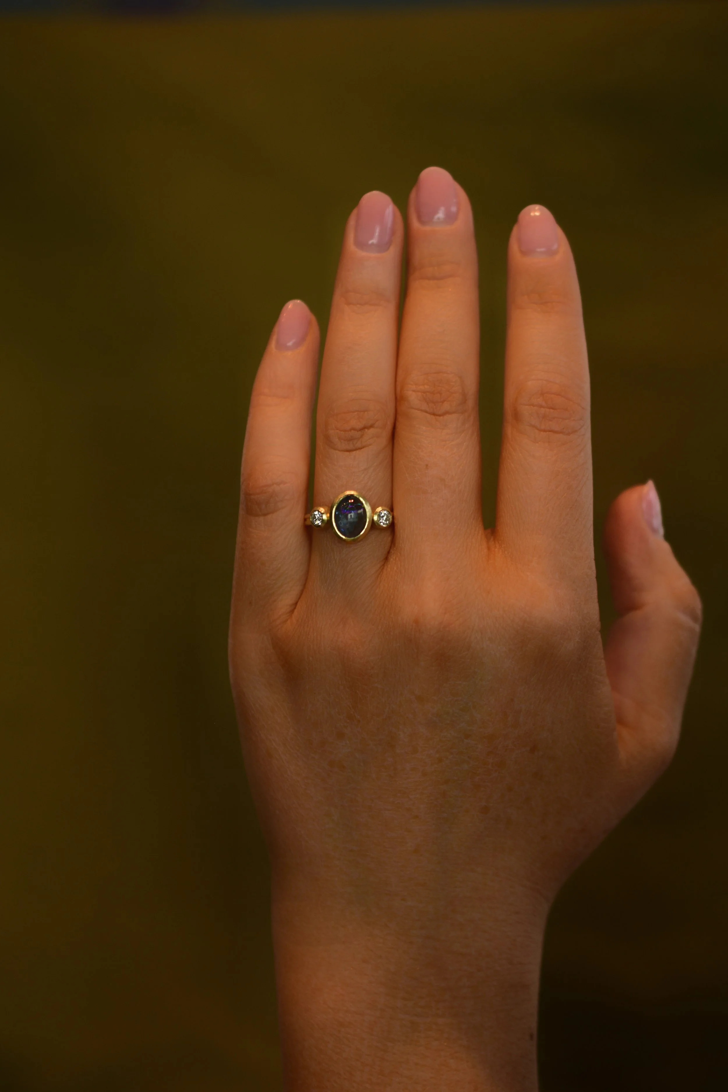 Aquamarine and Diamond Annulet Ring