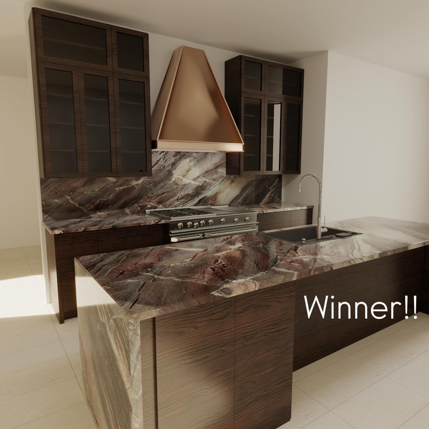 &ldquo;Exciting times ahead! 🎉✨ This rendering captures the journey of our latest project, where our client had a tough choice between a partial backsplash and a stunning stone feature. After exploring three designs, she boldly chose the full stone 