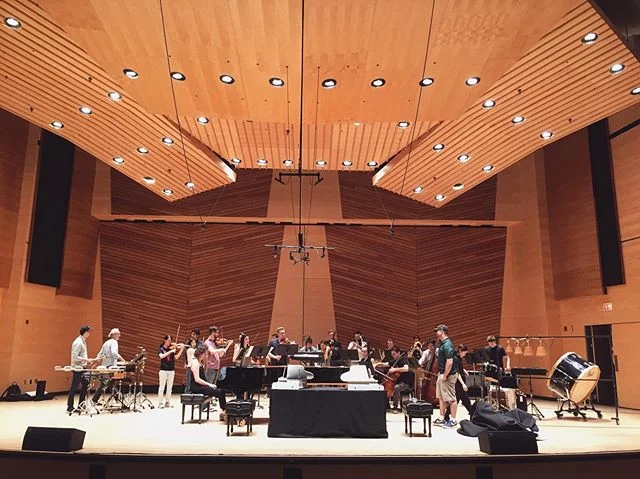 Dress rehearsal of Donald Crockett&rsquo;s &ldquo;And the River,&rdquo; a concerto for piano four-hands and toy pianos! 🌟 Concert at 4:30 PM @aspenmusicfest! 🎉