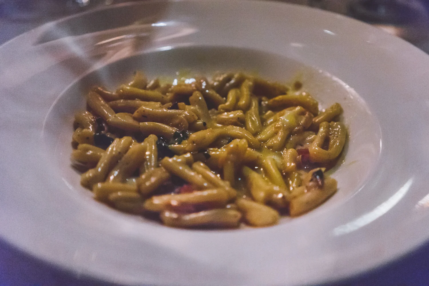 Carbonara, after the topping egg had been broken and mixed into the dish.