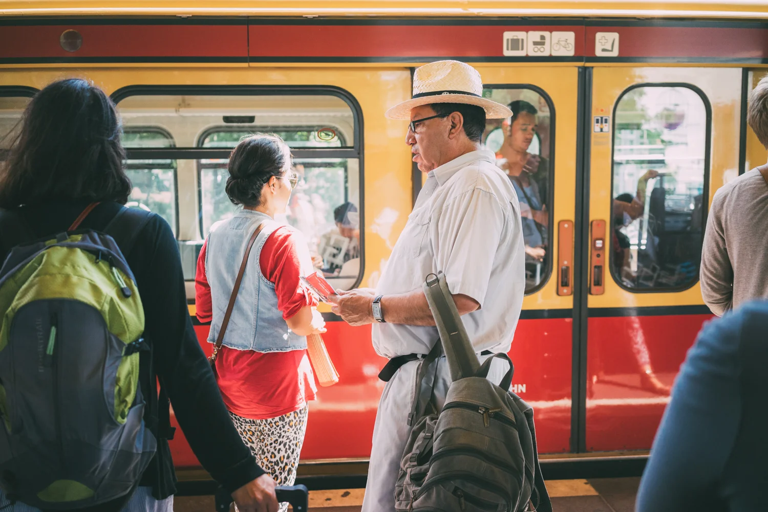 At a station.