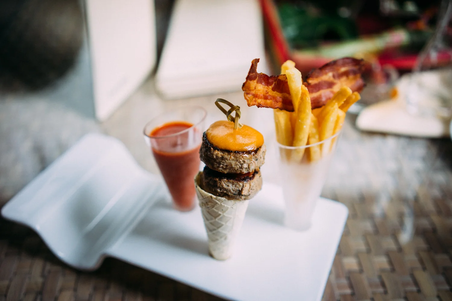Sisters Burger. Yes, a burger in a cone.