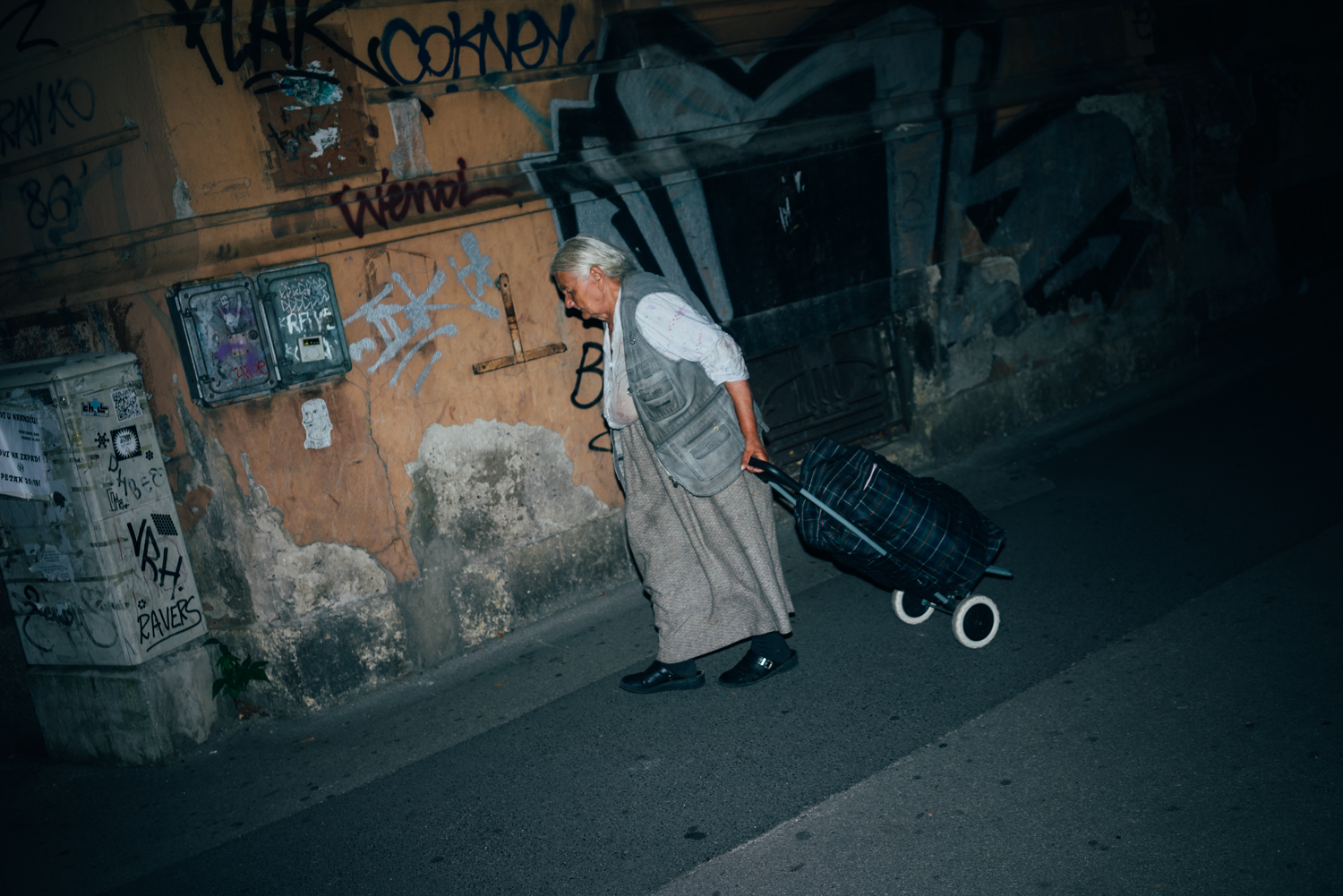 Lady at night. 