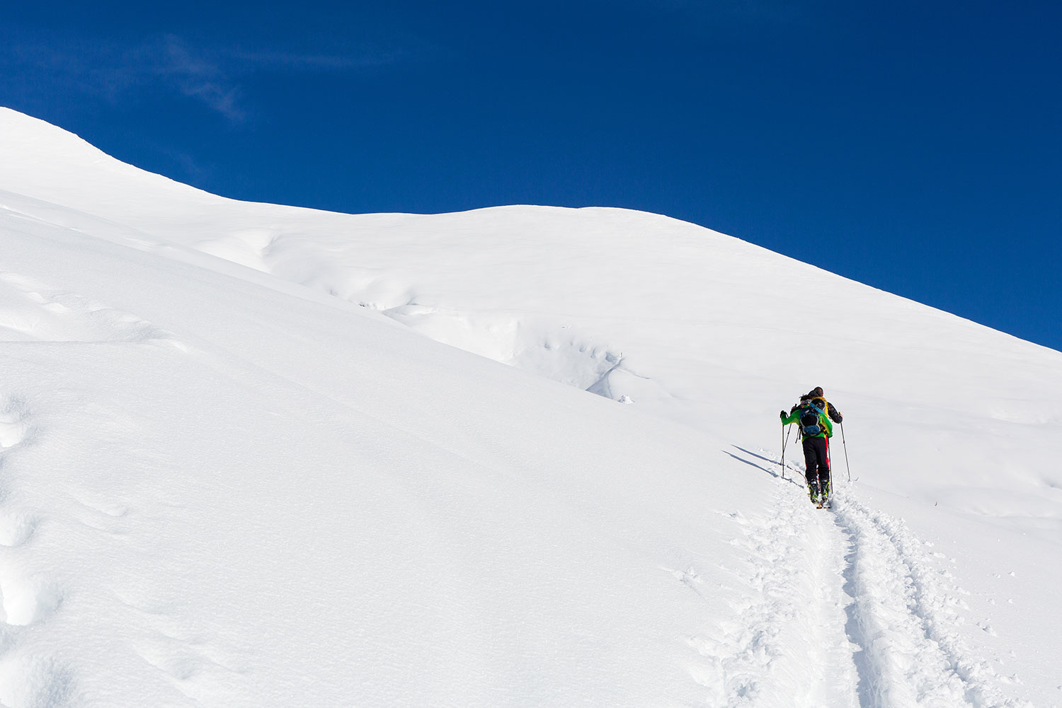 Tom G and Oliver C touring up to Tete de Balme.