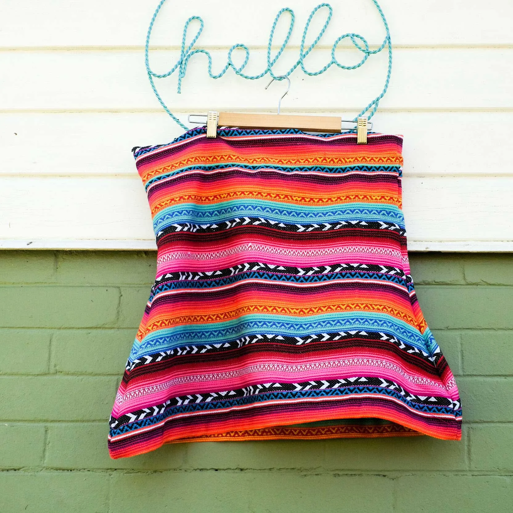 Mexican pink stripey poncho/skirt