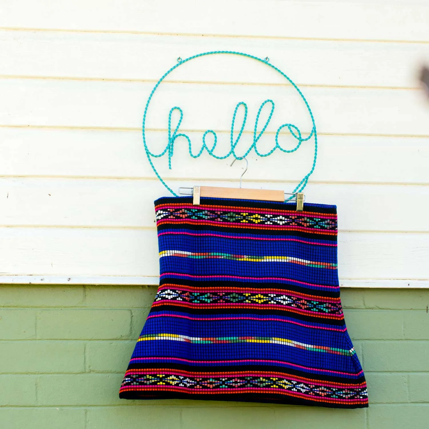 Shot of Mexican blue poncho/skirt