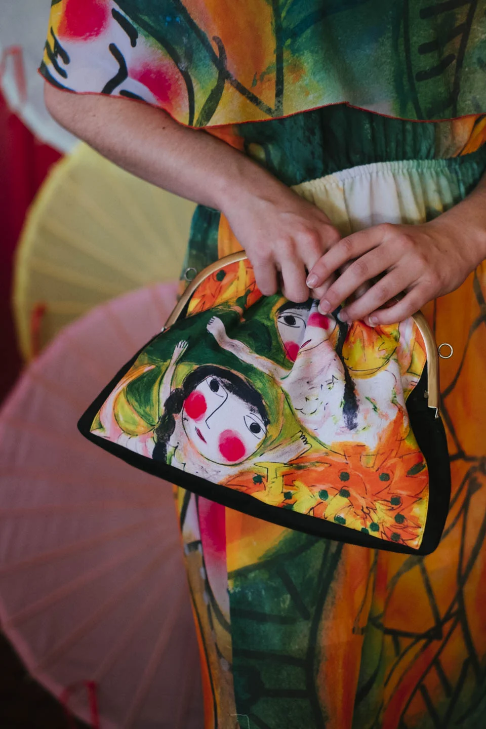 Clutch - Orange Frangipanis