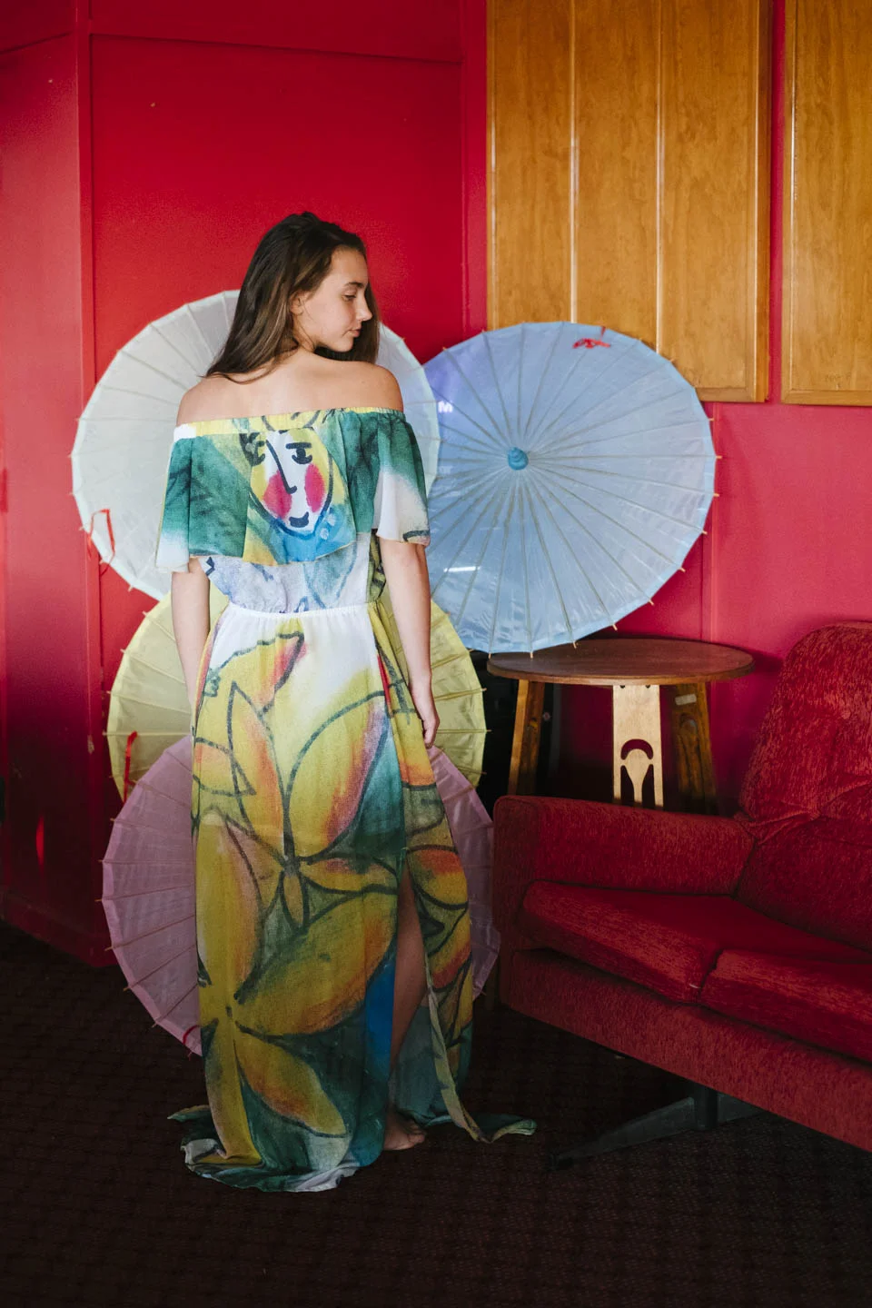 Frilly dress - Yellow frangipanis