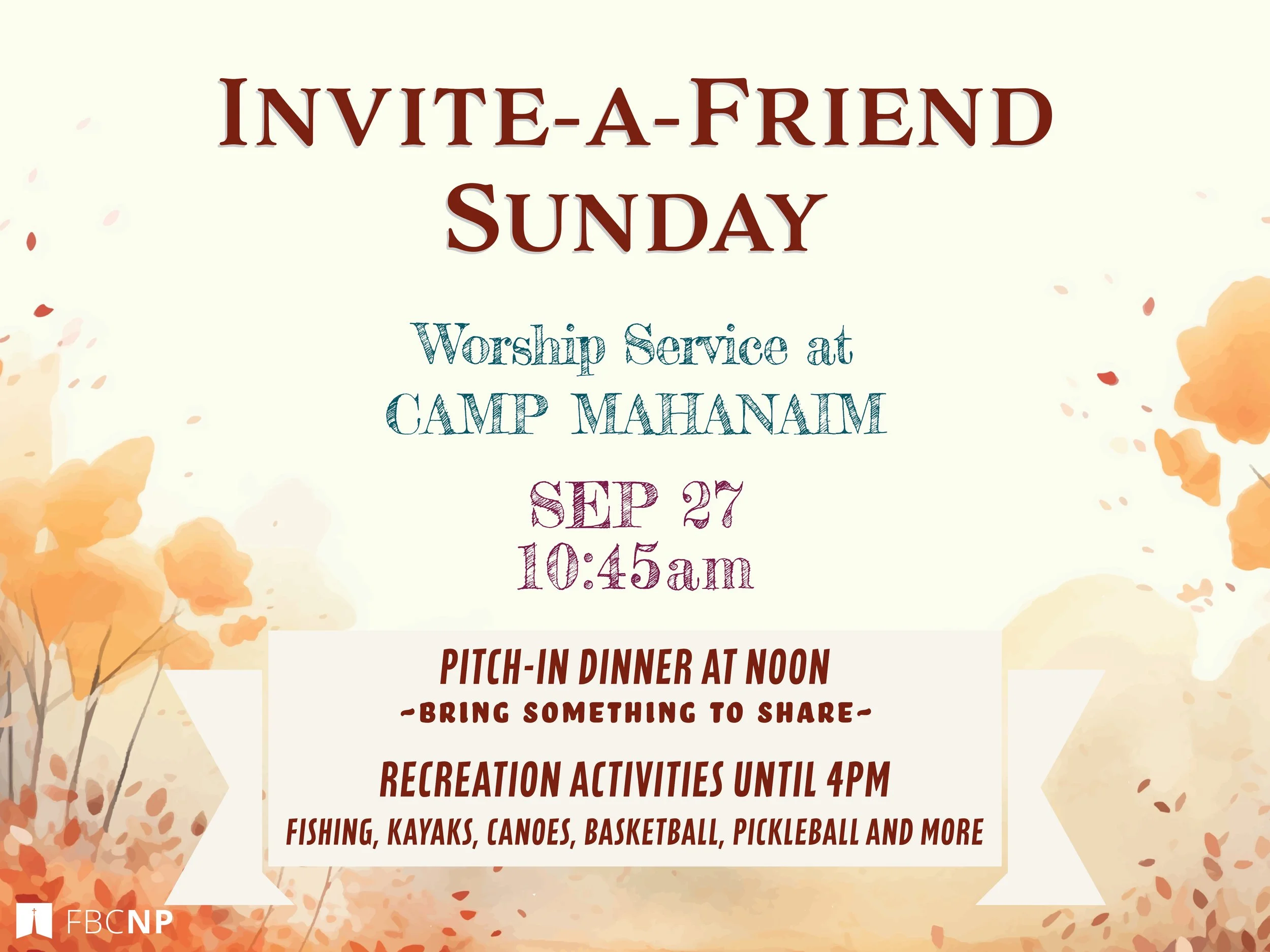 Invite-A-Friend Sunday - Camp Mahanaim