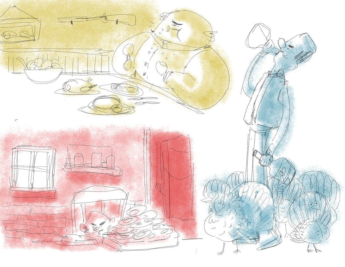 Fantastic Mr. Fox - Farmers Eating Sketches