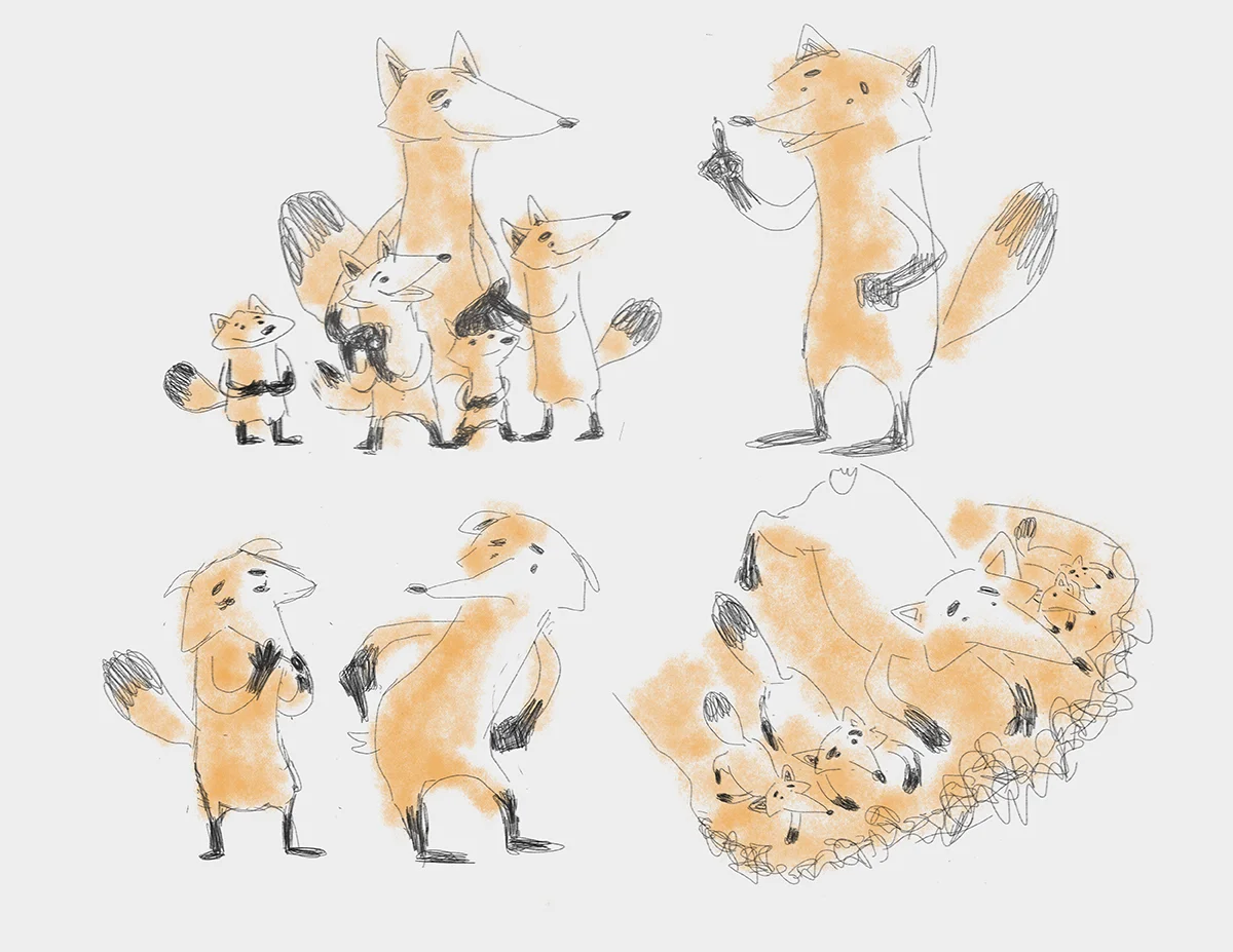 Fantastic Mr. Fox - Fox Family Sketches