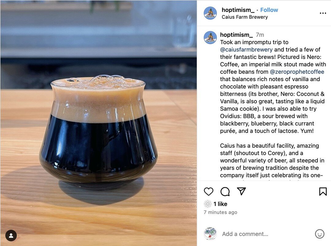 Thank you for the shout out, @hoptimism! 
This excellent post made me very thirsty &amp; I can't wait to get down to @caiusfarmbrewery to check this all out for myself!