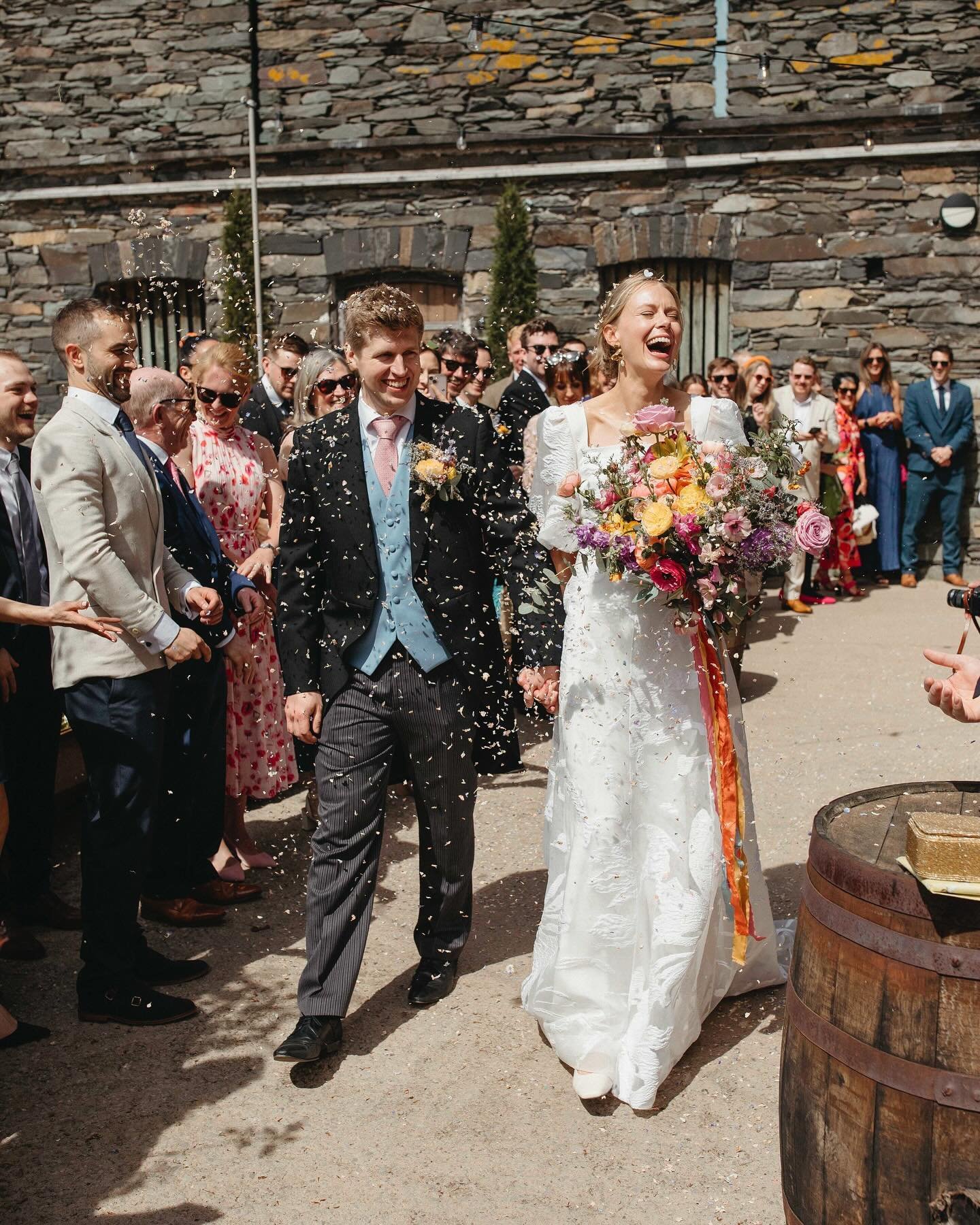 A glorious, sunny Spring day in the heart of the Lake District with Charlotte &amp; Will. C &amp; W&rsquo;s wonderful celebrations at the fabulous @barn_in_the_fells were brimming with colour, charm and personality, with endless highlights throughout