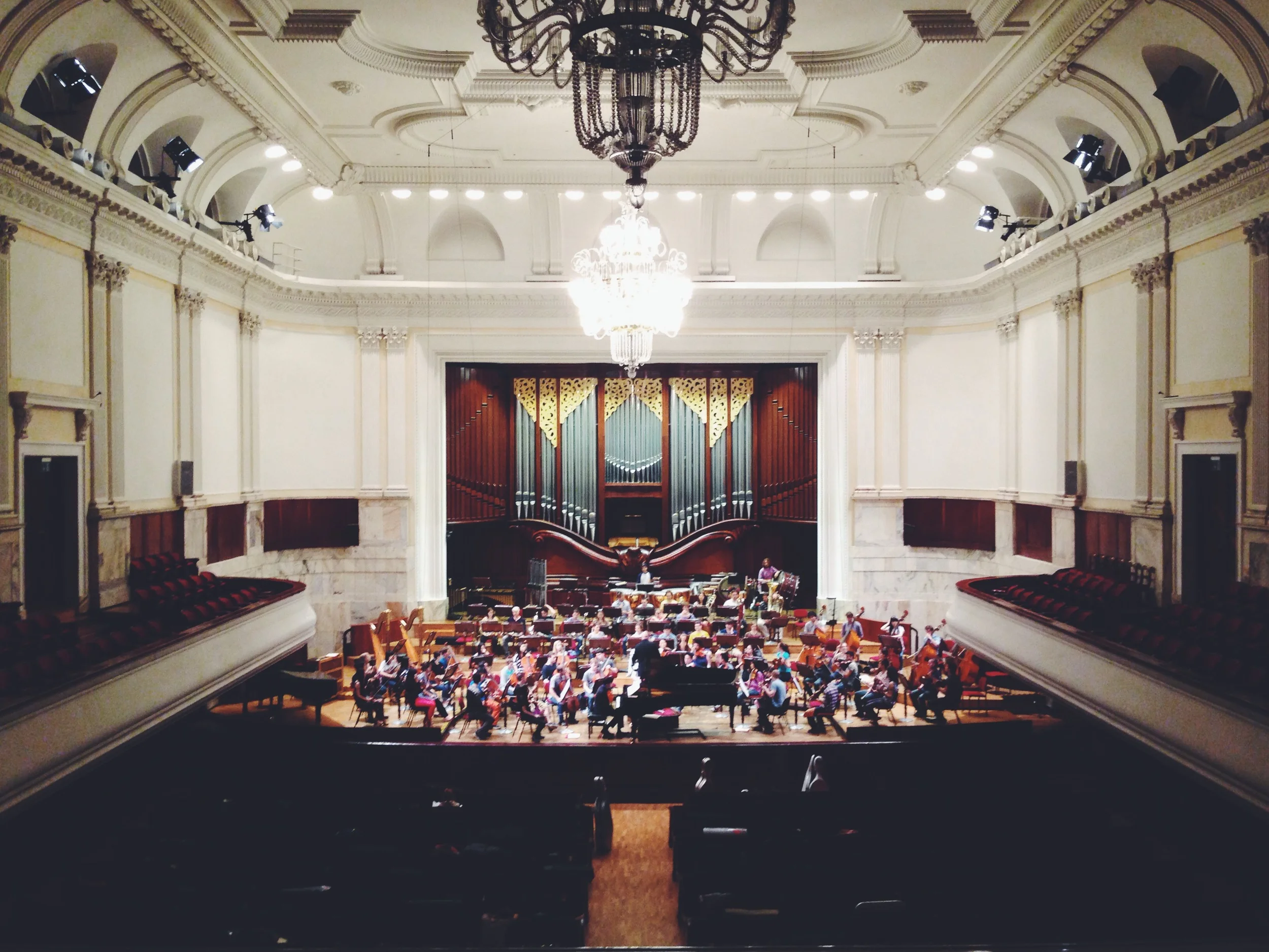 The Bard Conservatory Orchestra on stage at the Polish National Philharmonic