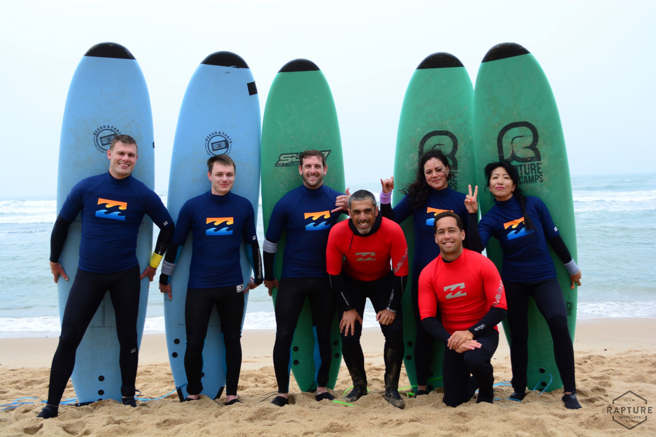With our surf instructors 