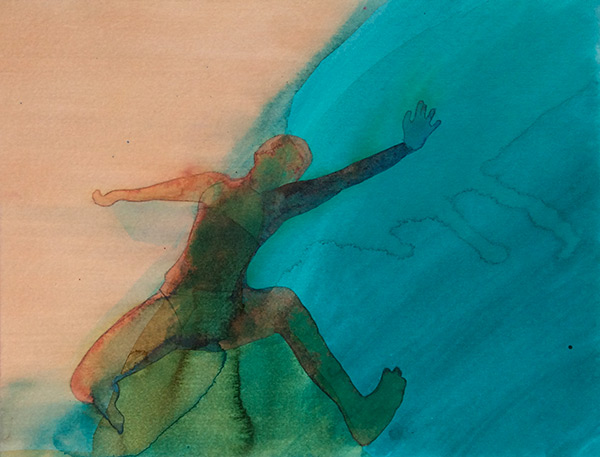 Flight I 2015 , ink on board, 20 x 27 cm