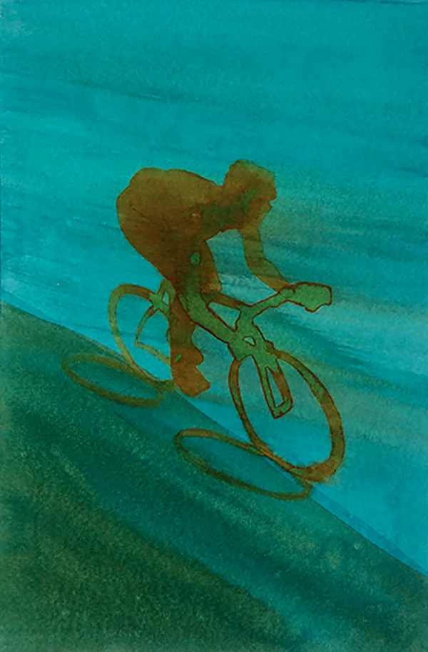 Flying VI 2014, ink on board, 23 x 15 cm