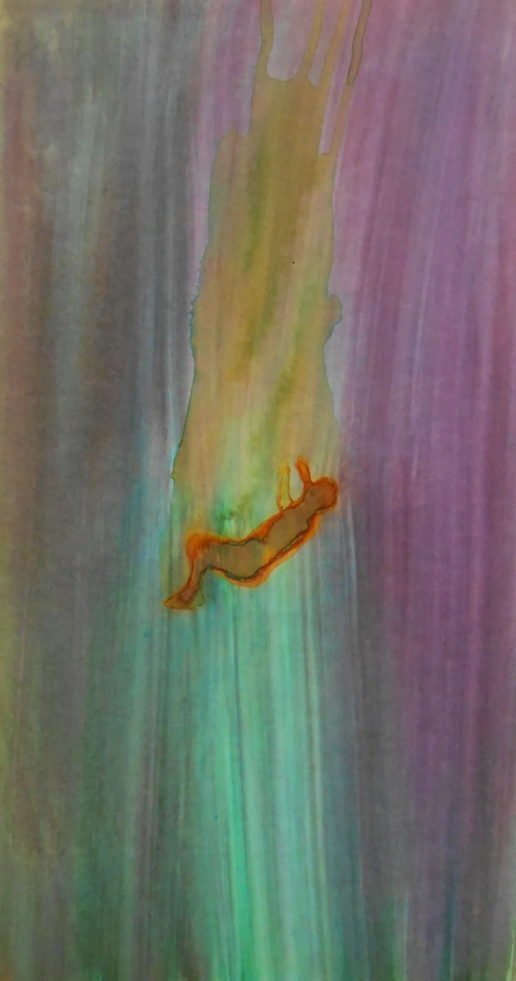 Flying Falling II 2014, ink on board, 44 x 33 cm