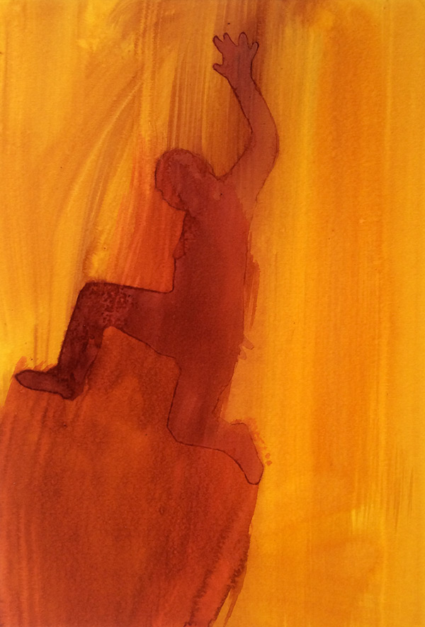 Flying Falling V 2015, ink on board, 39 x 27 cm
