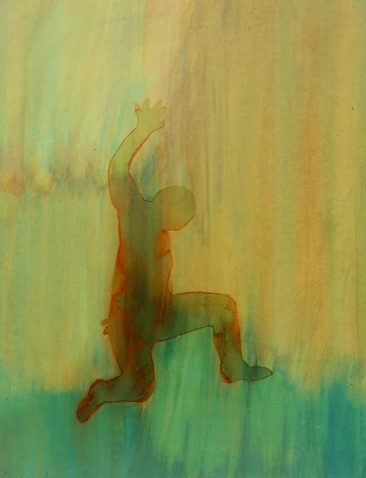 Flying Falling VIII 2015, ink on board, 42 x 31 cm