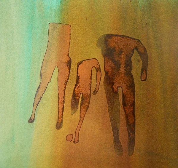 Figures 2014, ink on board, 19 x 19 cm