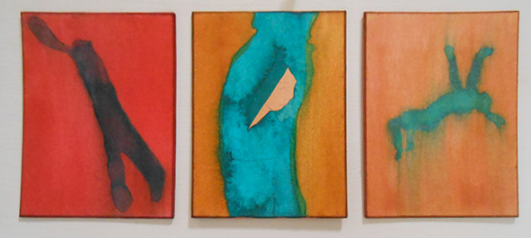 Triptych, ink on board, 10 x 24 cm