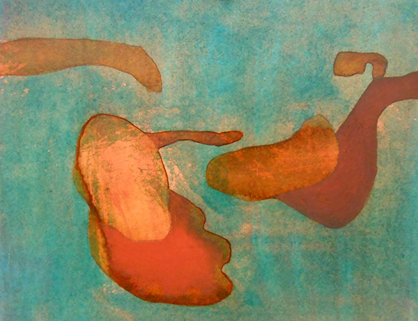 Submerged 2014, ink on board, 15 x 14 cm