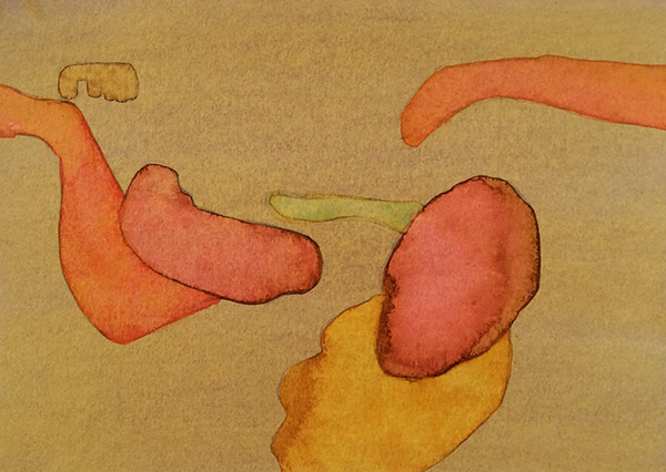 Submerged III 2015, ink on board, 13 x 18 cm