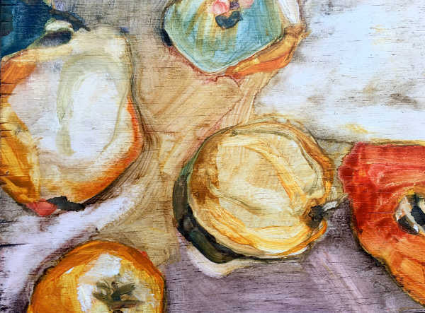 Quinces 1, oil on panel 18x23cm
